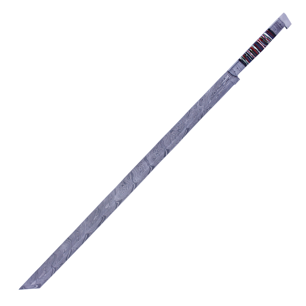 14418 36 in Full Tang Damascus Blade Multi Resin Handle Sword with Leather Sheath