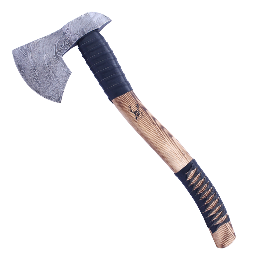 14421 18 in. Handmade Damascus Steel Throwing Axe Hatchet - Ash Wood Handle