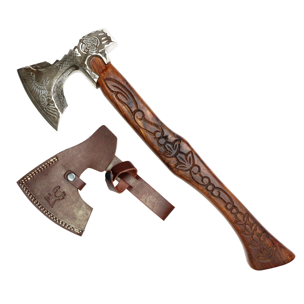 13991 23 in. Steel Etching Blade Hunting Axe - Wood Handle with Sheath