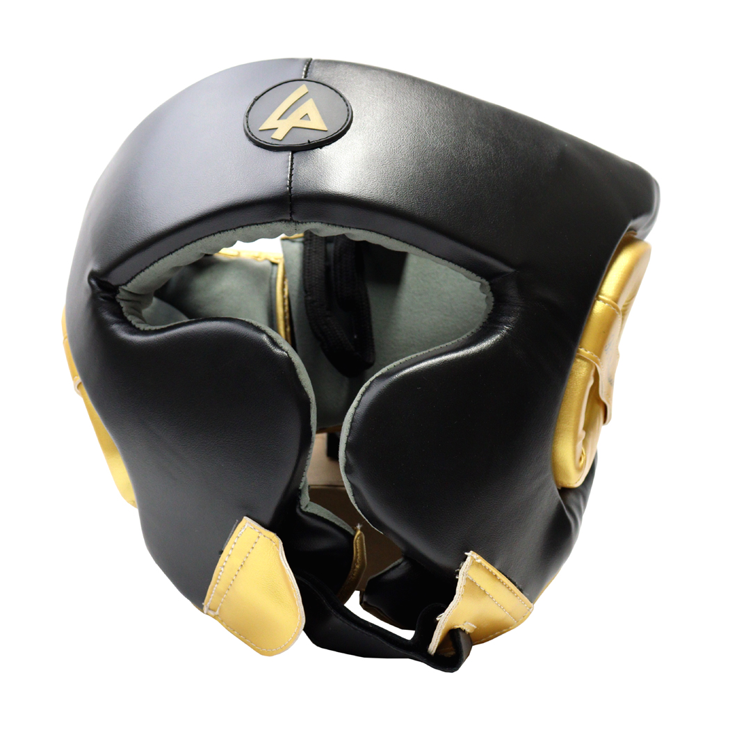 13908 Heavy Duty Cheek Protection Training Boxing Headgear - Black & Gold