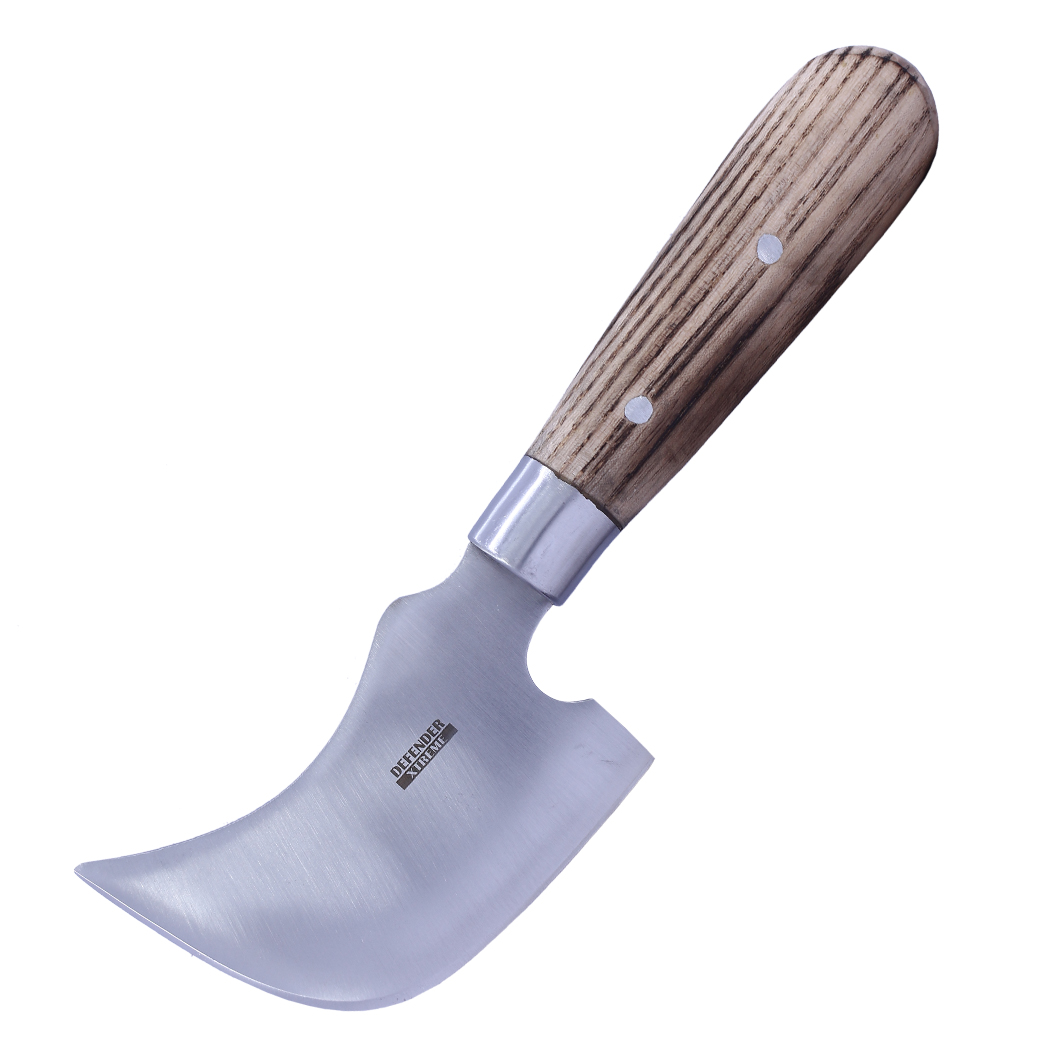 14431 8.5 in. Hand Made Crescent Shape Lead Knife Burn Wood Handle with Sheath