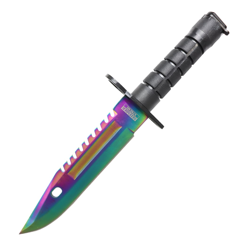 13557 13 in. Multi Color Blade ABS Handle Survival Knife with Sheath
