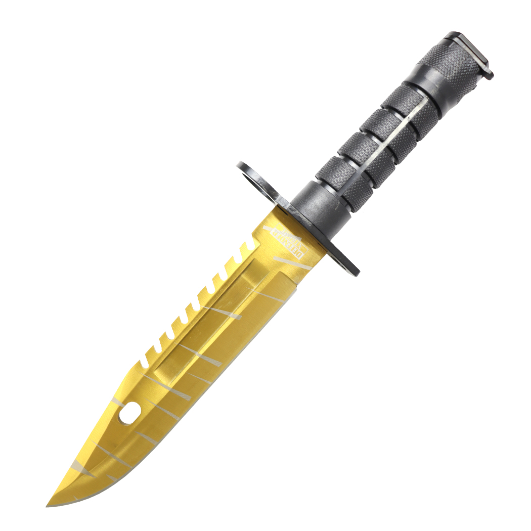13558 13 in. Gold Color Blade ABS Handle Survival Knife with Sheath