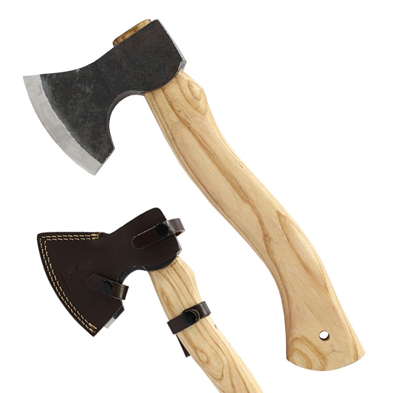 14538 12 in. Throwing Axe - Ash Wood Handle Hand Forged Hatchet Axe with Sheath