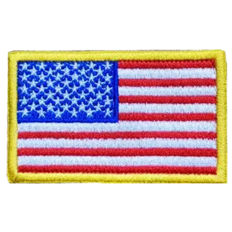 14571 American Flag Golden Border Embroidered Tactical Patch for Backpacks