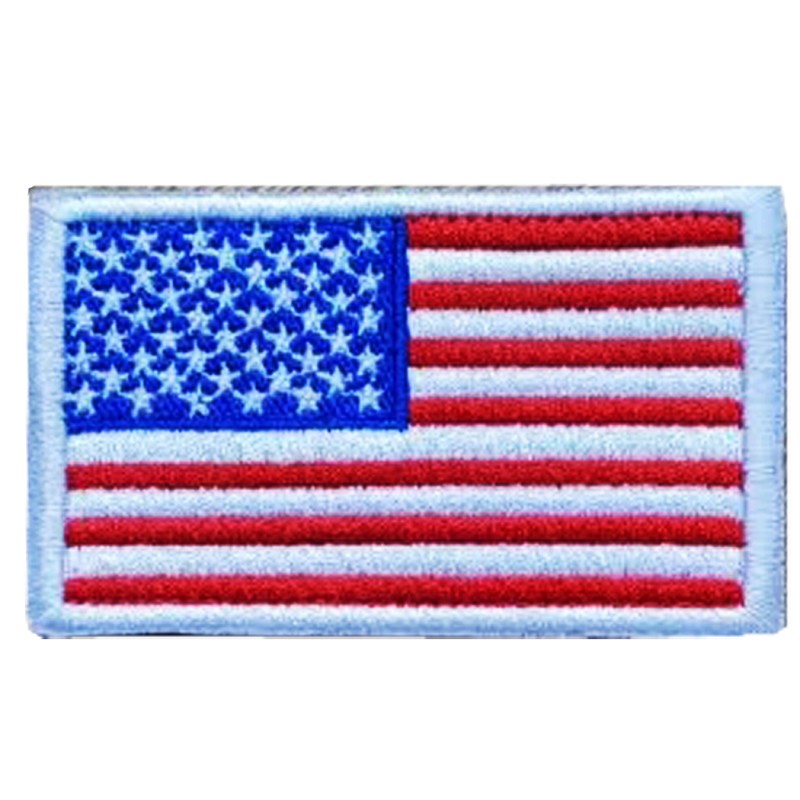14572 American Flag White Border Embroidered Tactical Patch for Backpacks