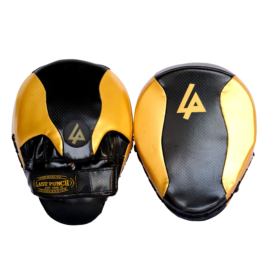 13965 Black & Gold Pre Curved Coaching Gloves for Punching Boxing Kicking