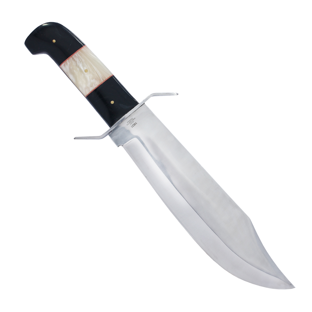 14621 15 in. Hunting Bowie Knife - Black & White Color Handle Hand Crafted