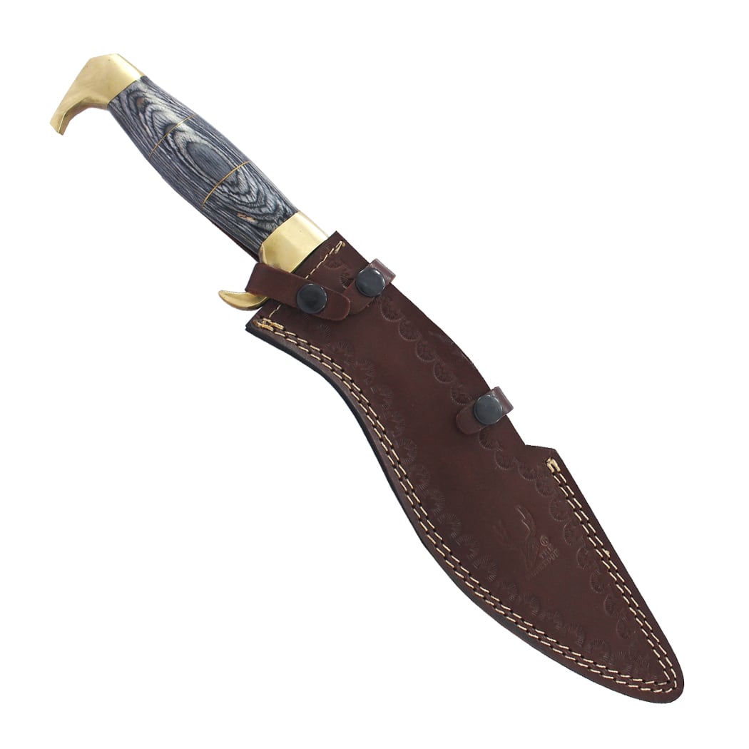 14622 17 in. Full Tang Hunting Knife Wood Handle & Leather Sheath