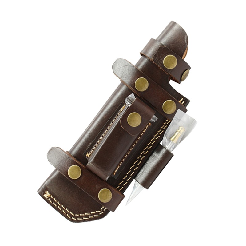 P24 4 in. Brown Tactical Folding Knife Leather Pouch for a Knife Belt Loop