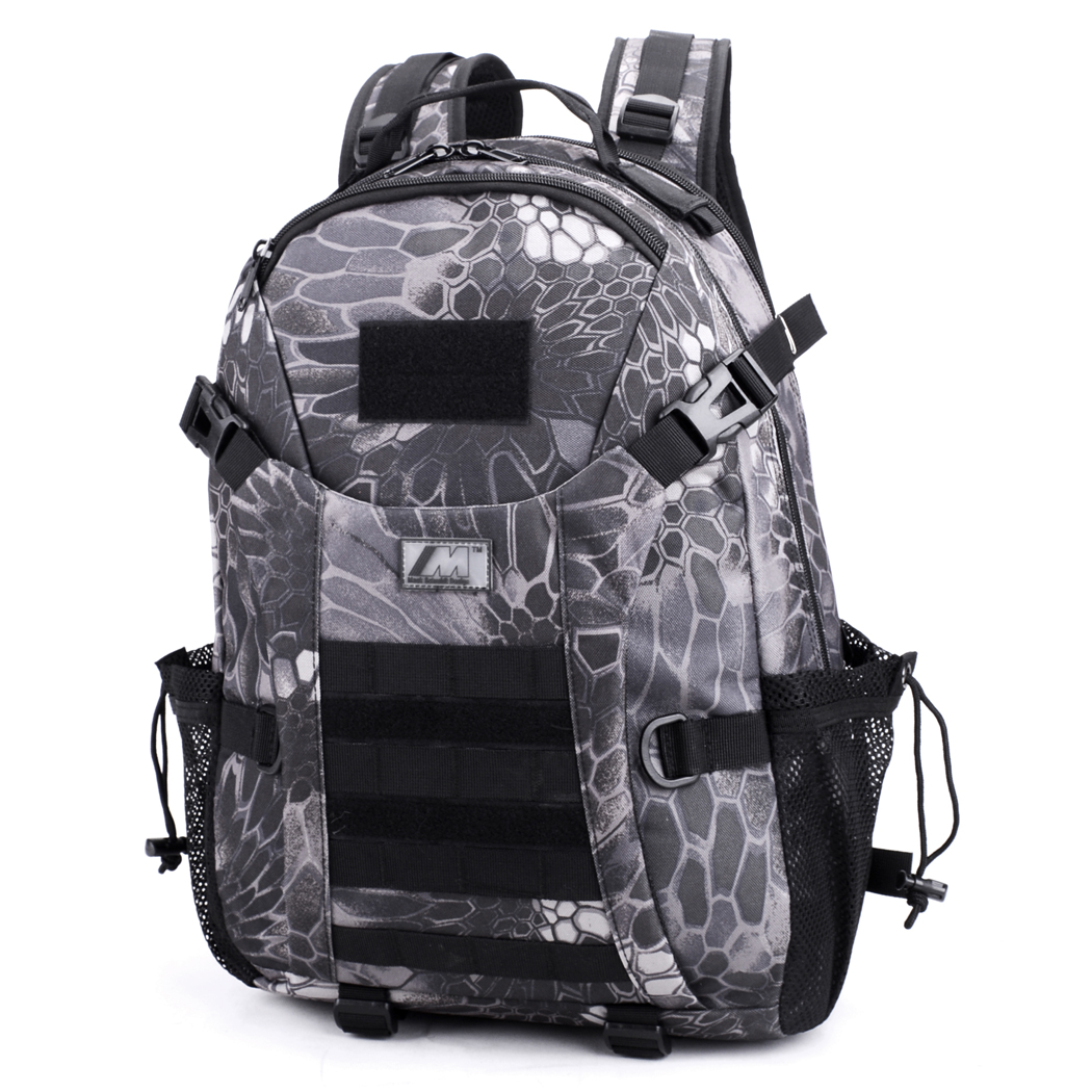 BL074-PB 30 L Tactical Military Assault Outdoor Hiking Camping Hunting Molle Bag Backpack - Pantone Black Color