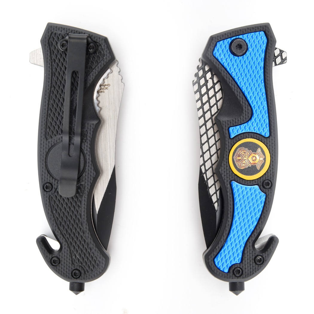 14652 8.25 in. Sheriff Decal Design 3CR13 Steel Spring Assisted Folding Knife