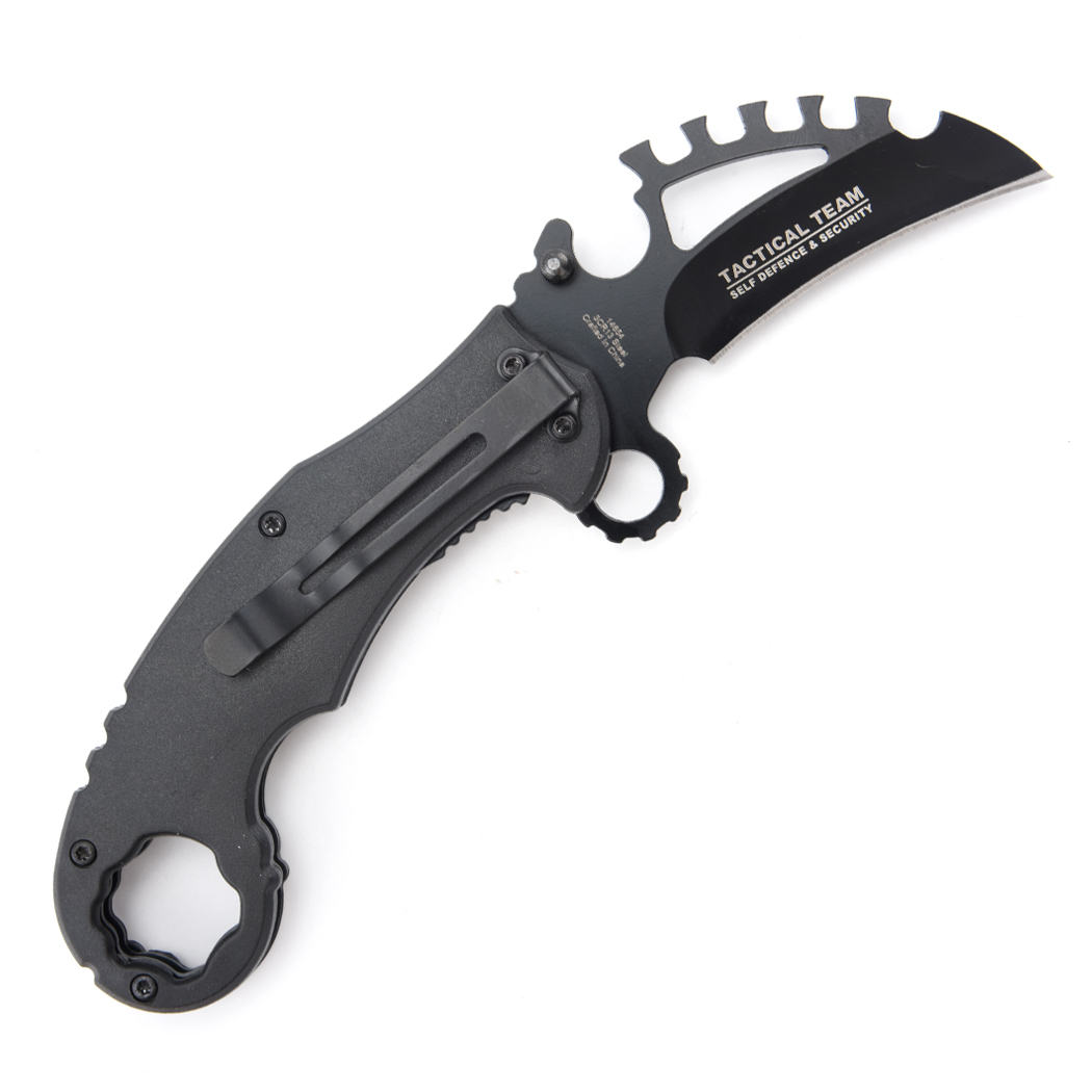 14654 7.7 in. Skull Design ABS Handle 3CR13 Steel Spring Assisted Folding Knife