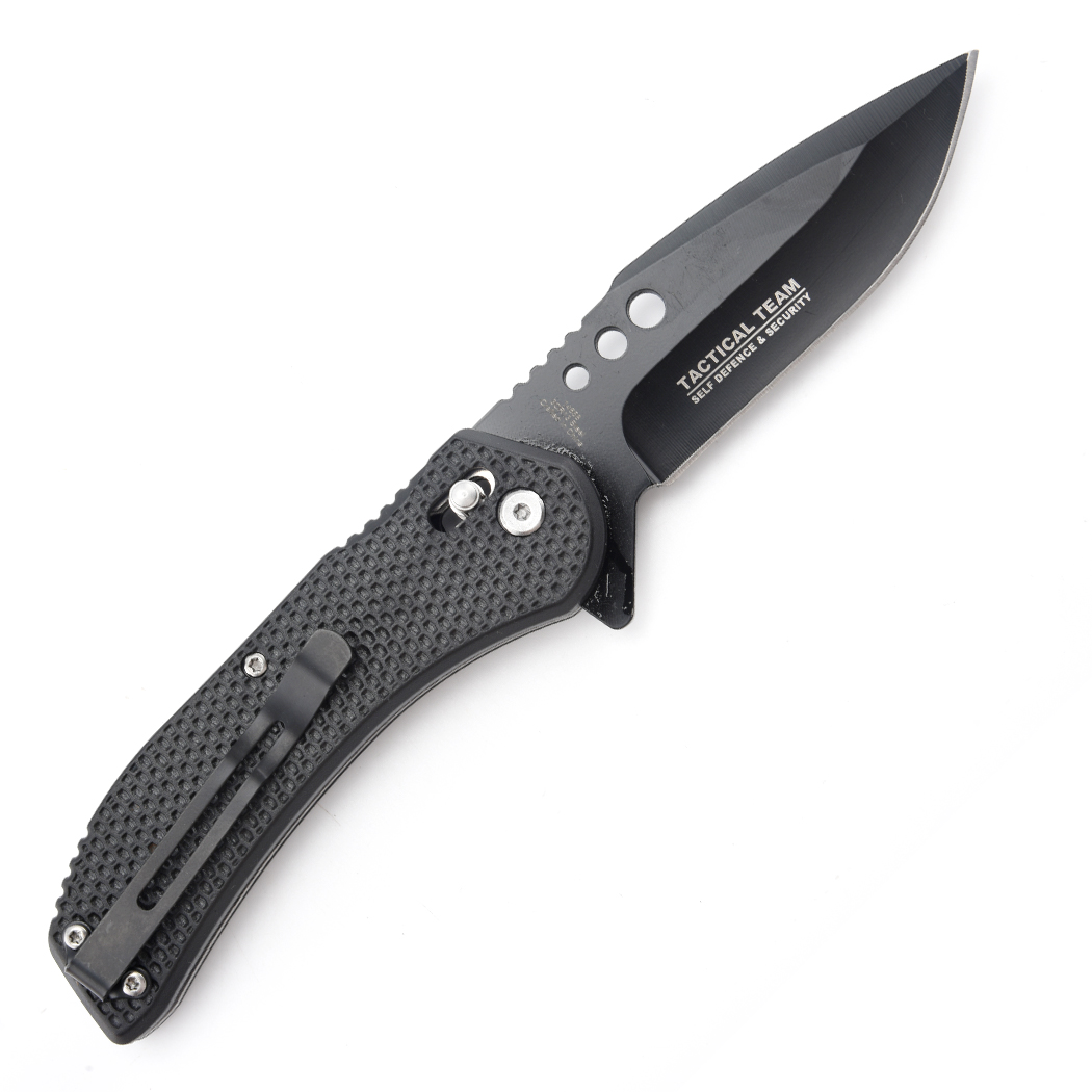 14658 8.5 in. Black Grip ABS Handle 3CR13 Steel Spring Assisted Folding Knife