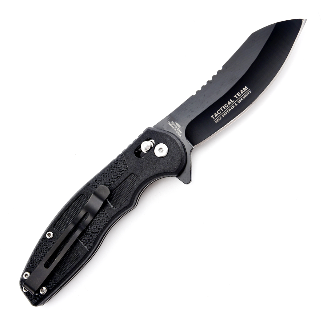 14659 8.25 in. Black ABS Handle 3CR13 Steel Spring Assisted Folding Knife