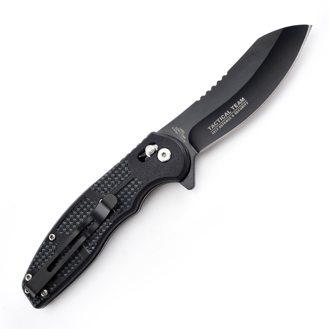 14660 8.25 in. Black Color ABS Handle 3CR13 Steel Spring Assisted Folding Knife