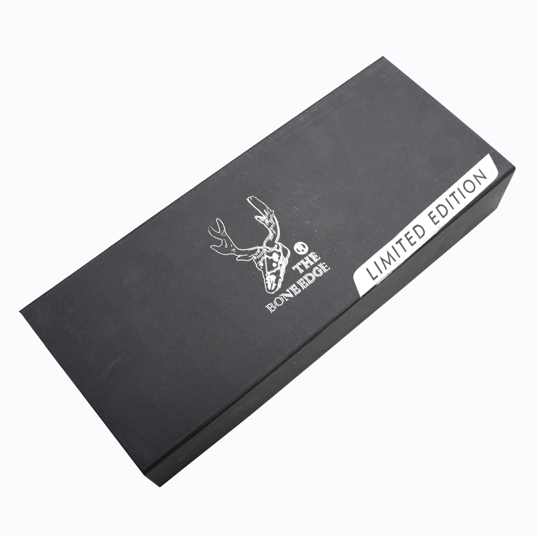 14113 11 in. Custom Hand Made Engraved Blade Horn Handle Tracker Hunting Knife with Sheath