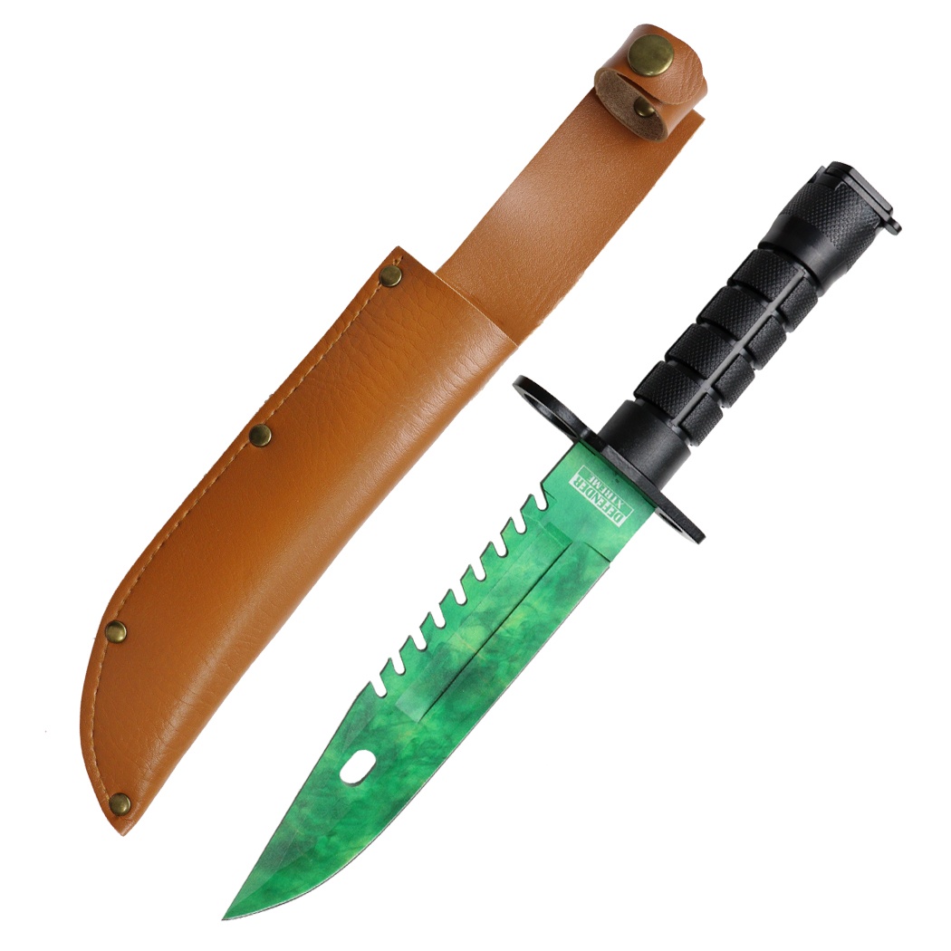 13553 13 in. Green Blade ABS Handle Survival Knife with Sheath