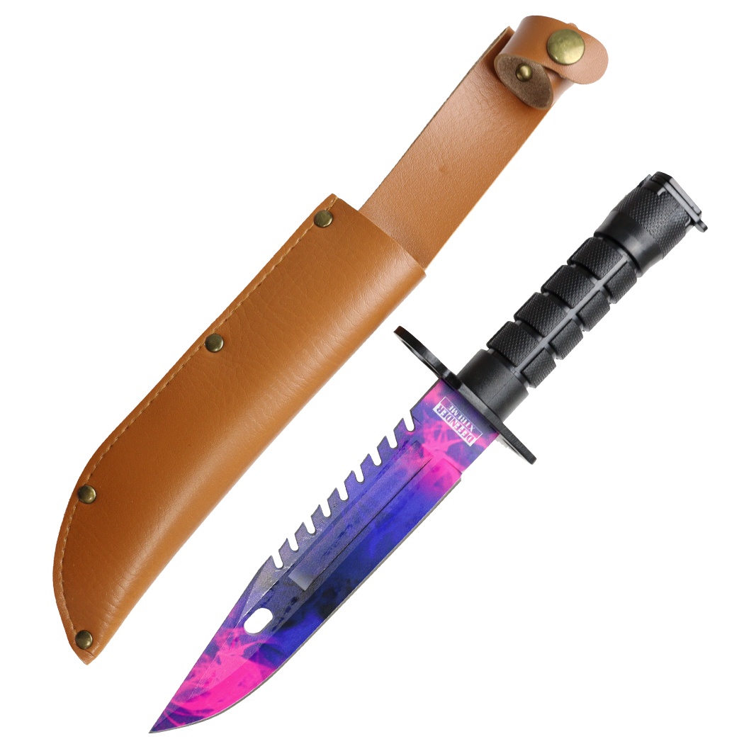 13554 13 in. Blue & Purple Blade ABS Handle Survival Knife with Sheath