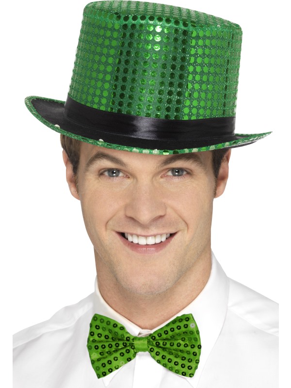 Picture of Smiffys 48265 Sequin Top Hat&#44; Green - One Size