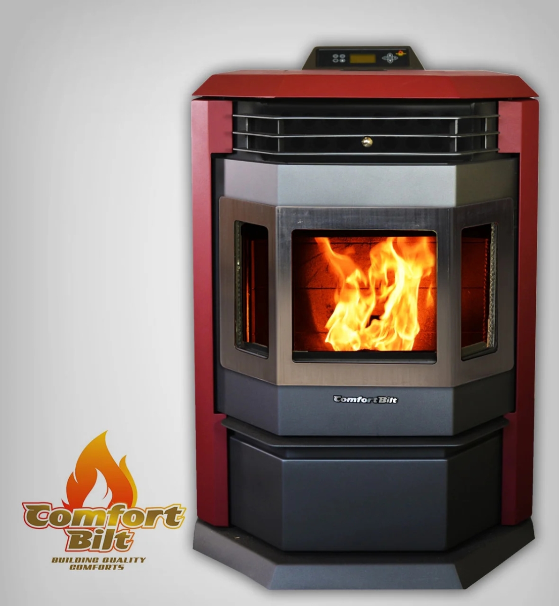 Picture of Comfortbilt HP22SS Burgundy Pellet Stove with 55 lbs Hopper Capacity - Burgundy