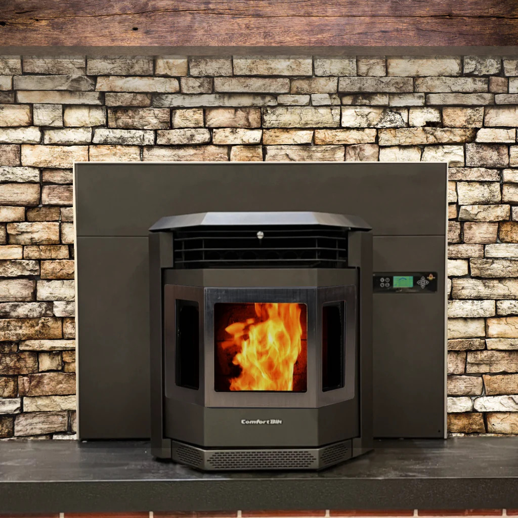 Picture of Comfortbilt HP22I SS Insert Pellet Stove Fireplace Insert with 47 lbs Hopper Capacity - Black