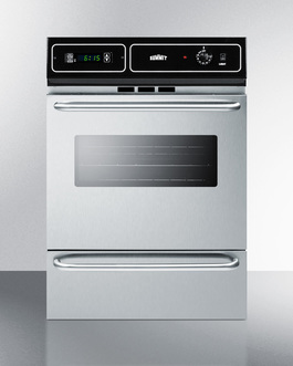 Picture of Summit TEM721BKW 24 in. Wide Built-in Electric Wall Oven with Stainless Steel Door & Oven Window