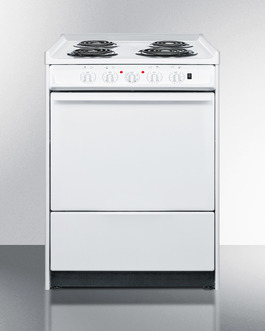 Picture of Summit WEM610R 24 in. Wide Slide-in Style Coil Top Electric Range In White with Storage Compartment