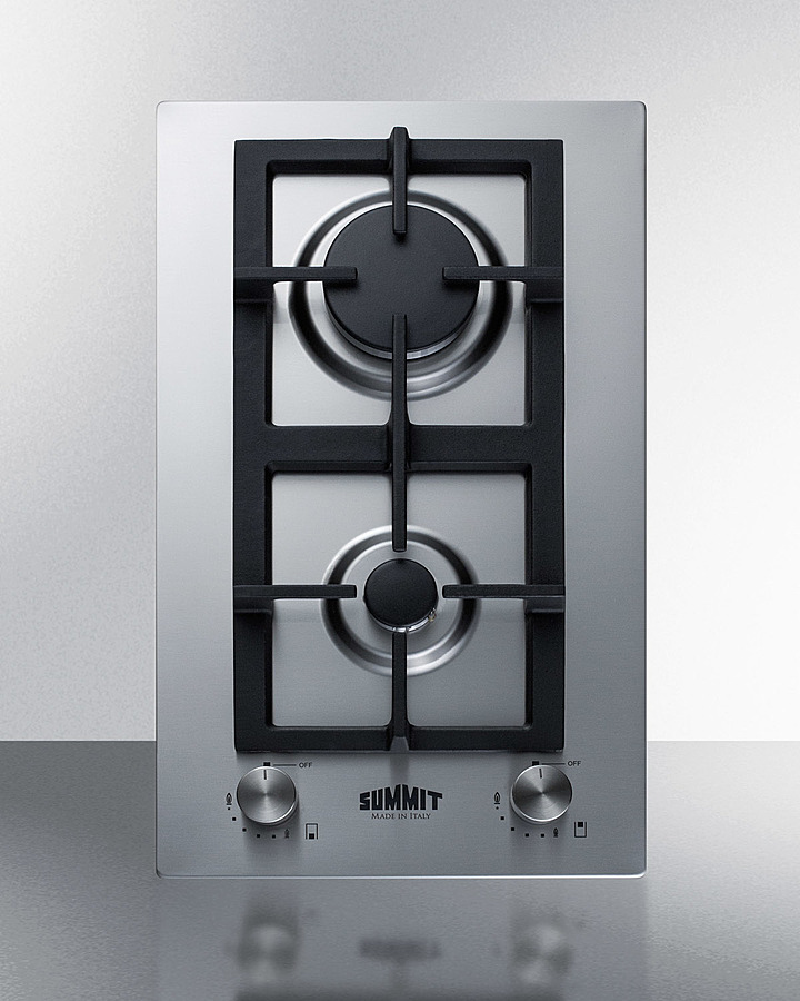 12 in. Stainless Steel Wide 2 Burner Gas Cooktop, Stainless Steel