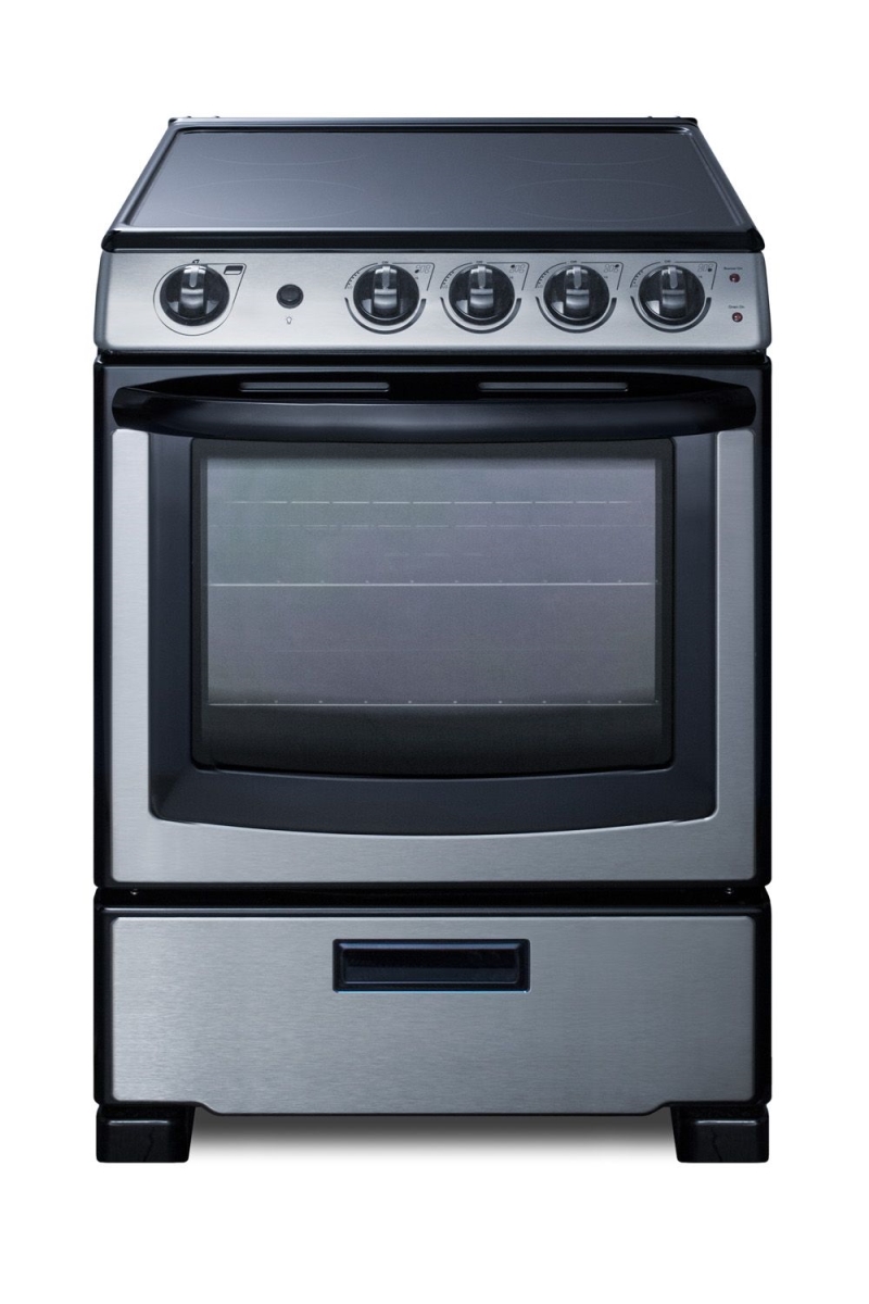Picture of Summit Appliance REX2451SSRT 24 in. Wide Smooth-Top Electric Range with Lower Storage Drawer & Oven Window&#44; Stainless Steel
