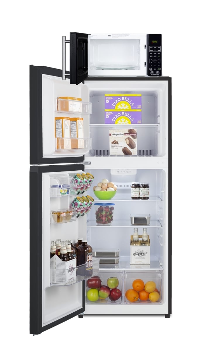 MRF1087BALHD Microwave & Refrigerator-Freezer Combination with Allocator - LHD, Black -  Summit Appliance