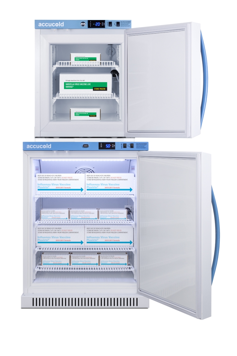 Picture of Accucold ARS6PV-AFZ1PVSTACK 24 in. Wide Performance Series All-Refrigerator & All-Freezer Combination - RHD - Solid Door