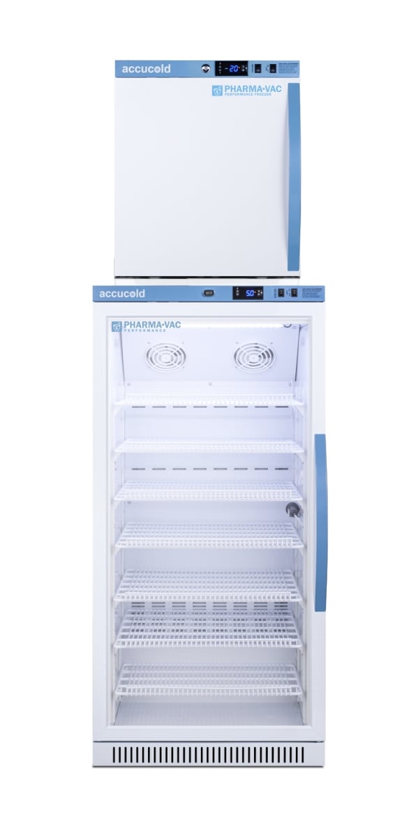 Picture of Accucold ARG8PV-AFZ1PVSTACKLHD 24 in. Wide Performance Series All-Refrigerator & All-Freezer Combination - LHD - Solid Door