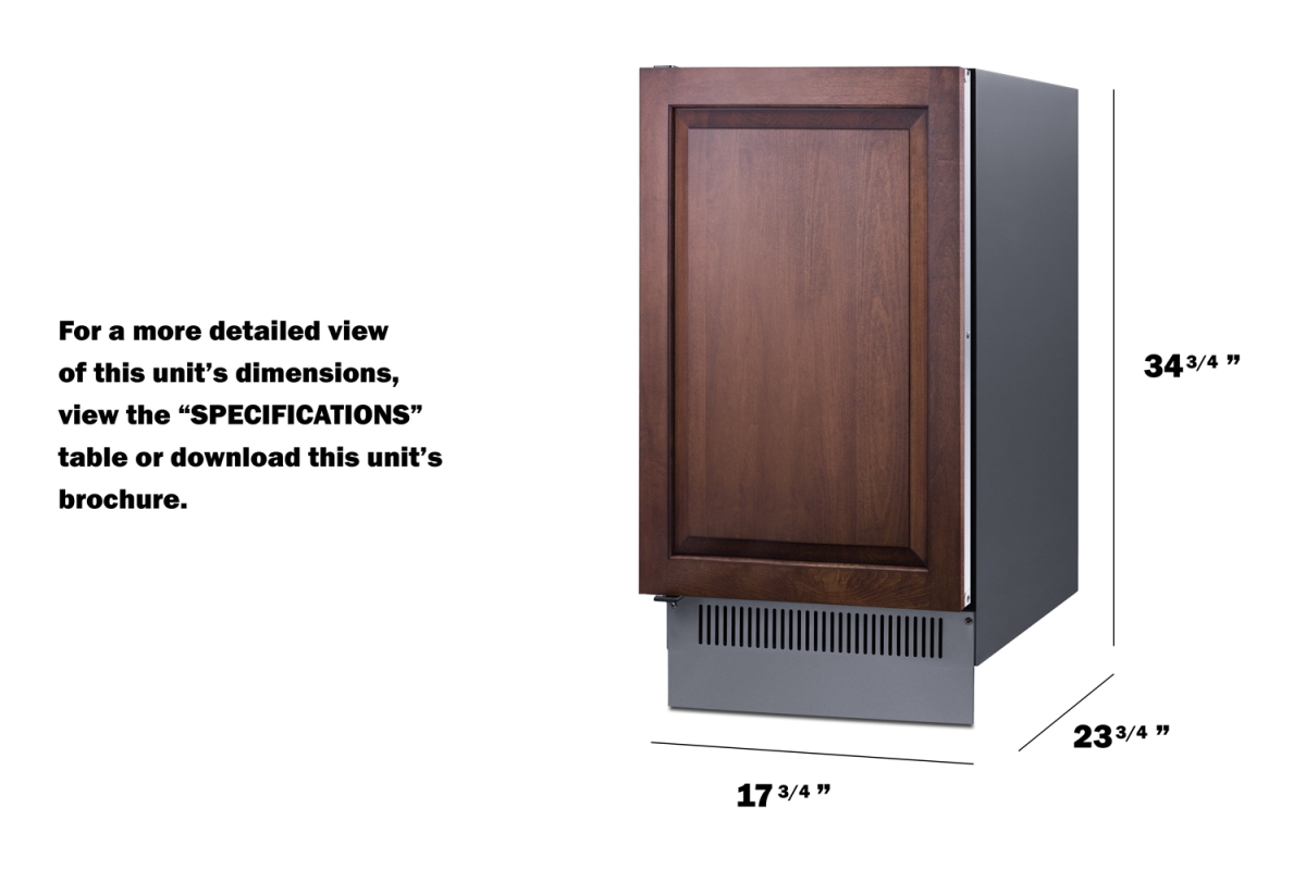 Picture of Summit Appliance BIM182OSIFLHD 18 in. Wide Clear Outdoor Icemaker - Panel Not Included
