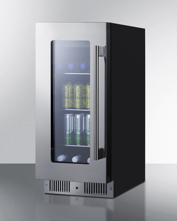 Picture of Summit Appliance CL156BV1LHD Summit 15 Beverage Center&#44; 2.6 cu.ft. Capacity&#44; Stainless Steel & Glass - CL156BV1LHD (Left Handed Door Swing)