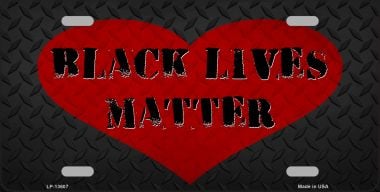 LP-13607 6 x 12 in. Black Lives Matter Heart Novelty Metal License Plate Tag