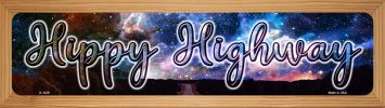 SMART BLONDE Hippy Highway Novelty Wood Mounted Small Metal Street Sign WB-K-1439