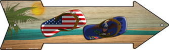 SMART BLONDE US and North Dakota Flag Flip Flop Novelty Mini Metal Arrow Sign MA-729