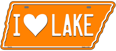 TN-074 5.5 x 12 in. I Love Lake Novelty Metal Tennessee License Plate Tag