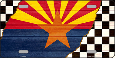 Picture of Smart Blonde LP-13688 6 x 12 in. Arizona Racing Flag Novelty Metal License Plate Tag