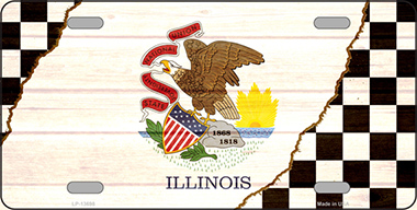 LP-13698 6 x 12 in. Illinois Racing Flag Novelty Metal License Plate Tag