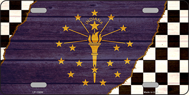 Picture of Smart Blonde LP-13699 6 x 12 in. Indiana Racing Flag Novelty Metal License Plate Tag