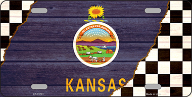 LP-13701 6 x 12 in. Kansas Racing Flag Novelty Metal License Plate Tag
