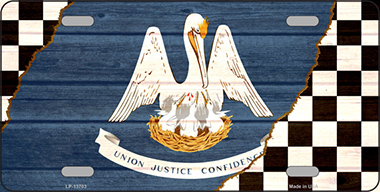 LP-13703 6 x 12 in. Louisiana Racing Flag Novelty Metal License Plate Tag