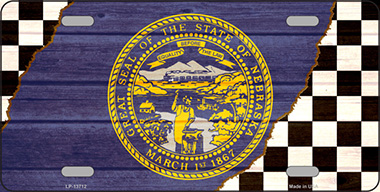 LP-13712 6 x 12 in. Nebraska Racing Flag Novelty Metal License Plate Tag