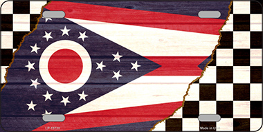 LP-13720 6 x 12 in. Ohio Racing Flag Novelty Metal License Plate Tag