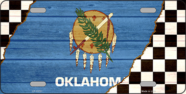 LP-13721 6 x 12 in. Oklahoma Racing Flag Novelty Metal License Plate Tag