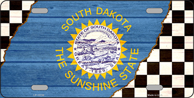 LP-13726 6 x 12 in. South Dakota Racing Flag Novelty Metal License Plate Tag