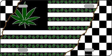 LP-13739 6 x 12 in. Weed American Racing Flag Novelty Metal License Plate Tag