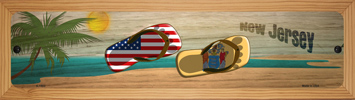 SMART BLONDE New Jersey Flag and US Flag Novelty Wood Mounted Small Metal Street Sign WB-K-1503